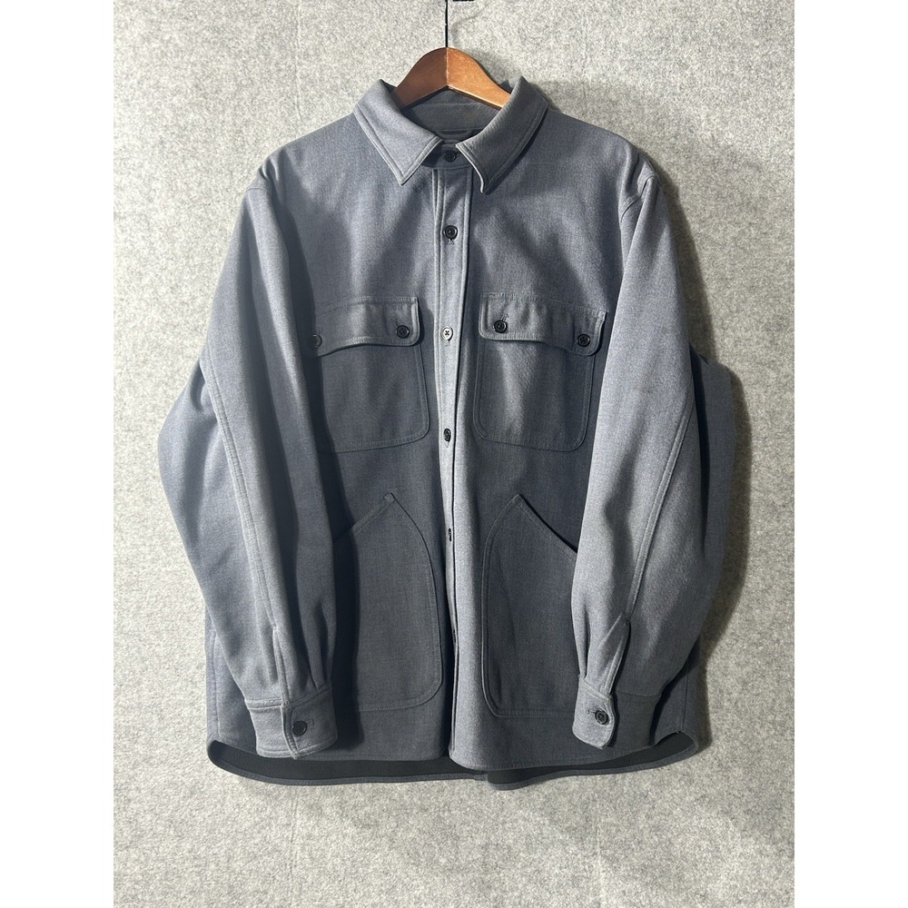 Woolrich Woolen Mills Gray Fleece Lined Shirt Jacket Shacket 4 Pocket Men's XL